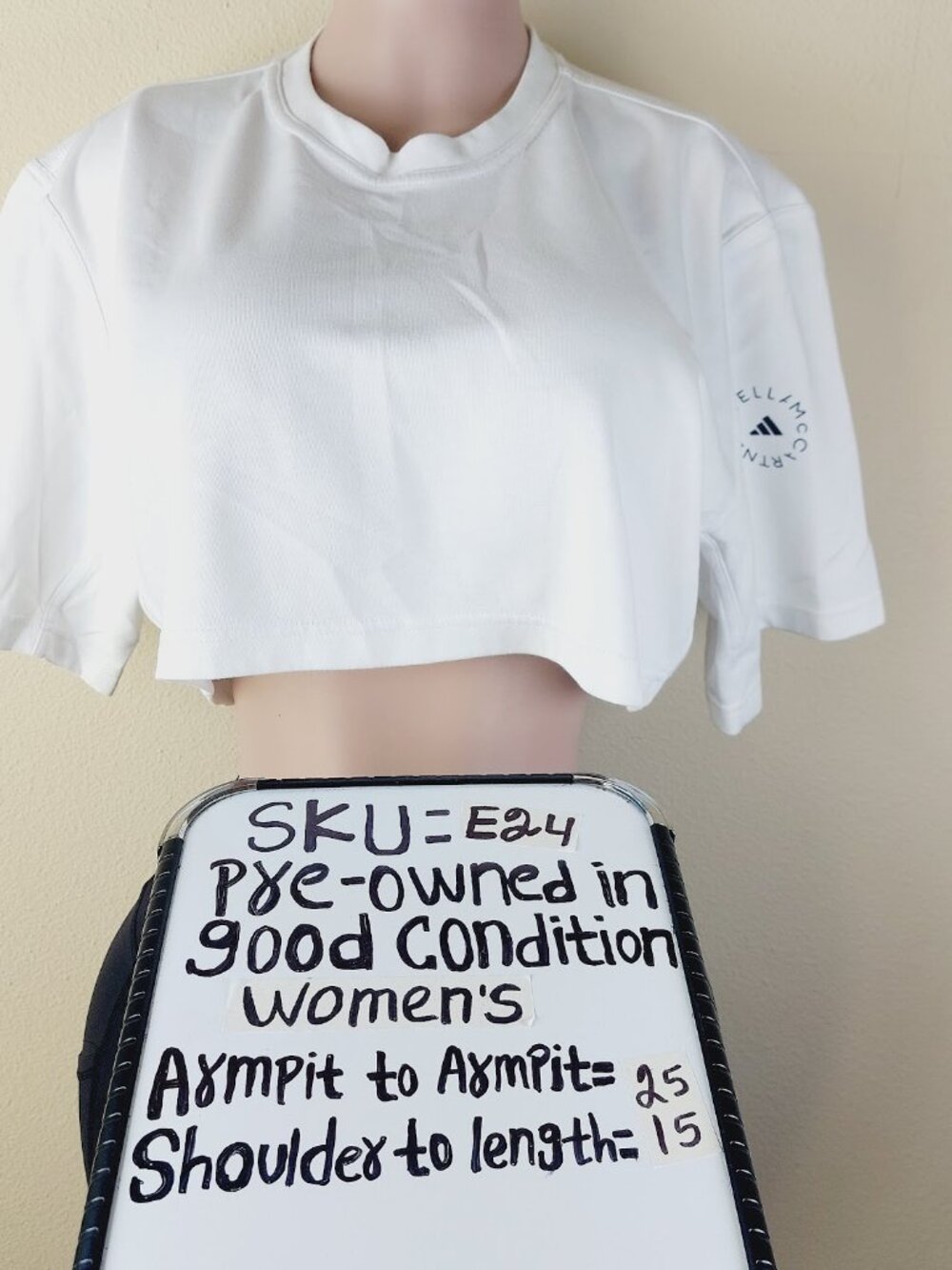 Adidas Women's White Stella McCartney Boxy Cut Casual Crop Top Size M - Picture 11 of 11